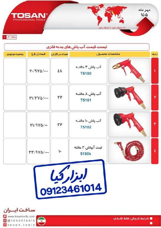  آب پاش های بدنه فلزی توسن 